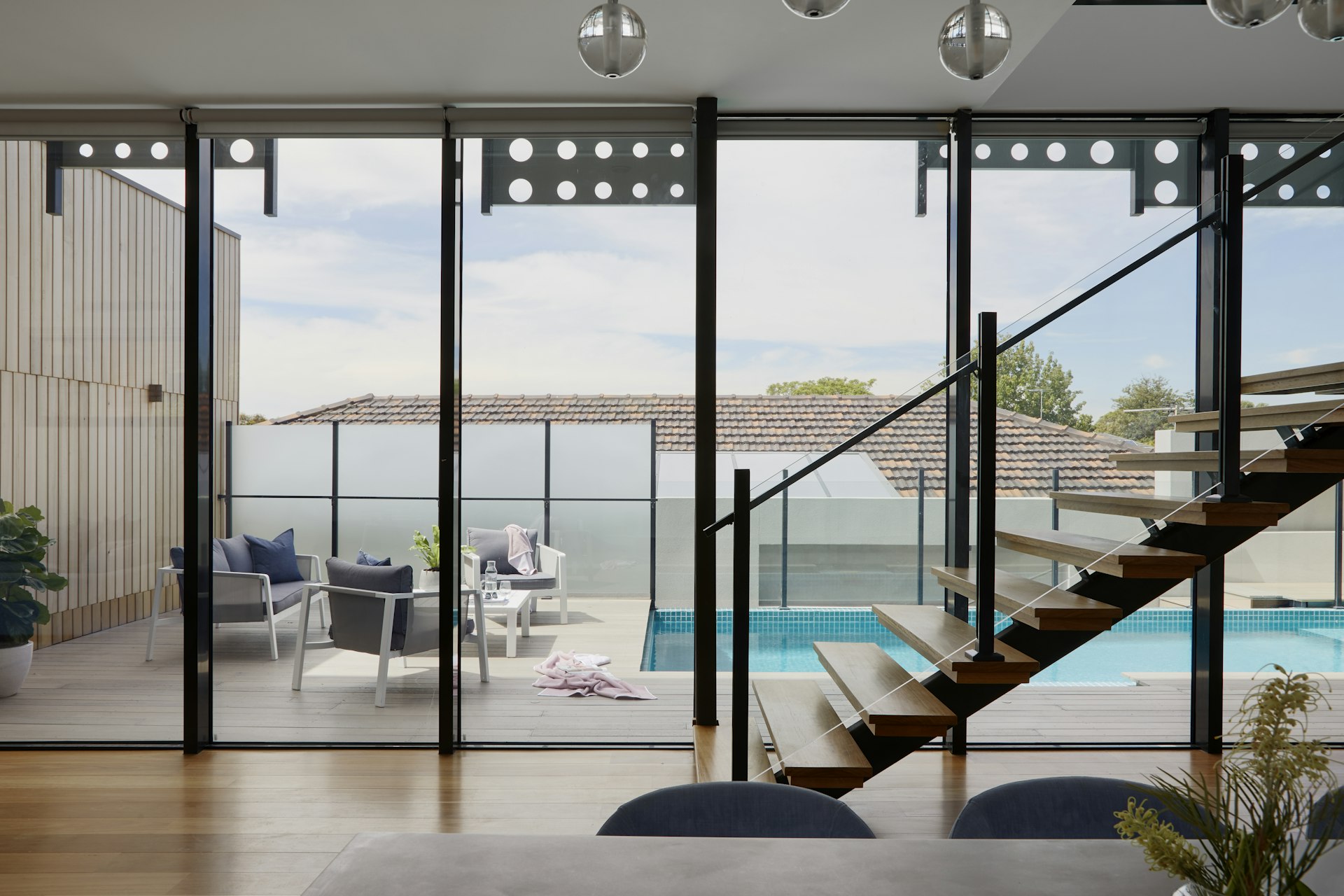 Professional service providers working on luxury property maintenance